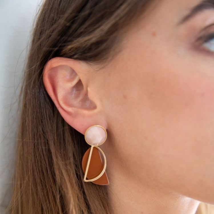 HALF MOON VARNISCH EARRINGS RUST MIX