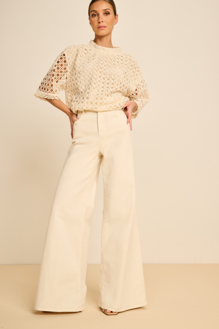 WIDE LEG FLARED ECRU