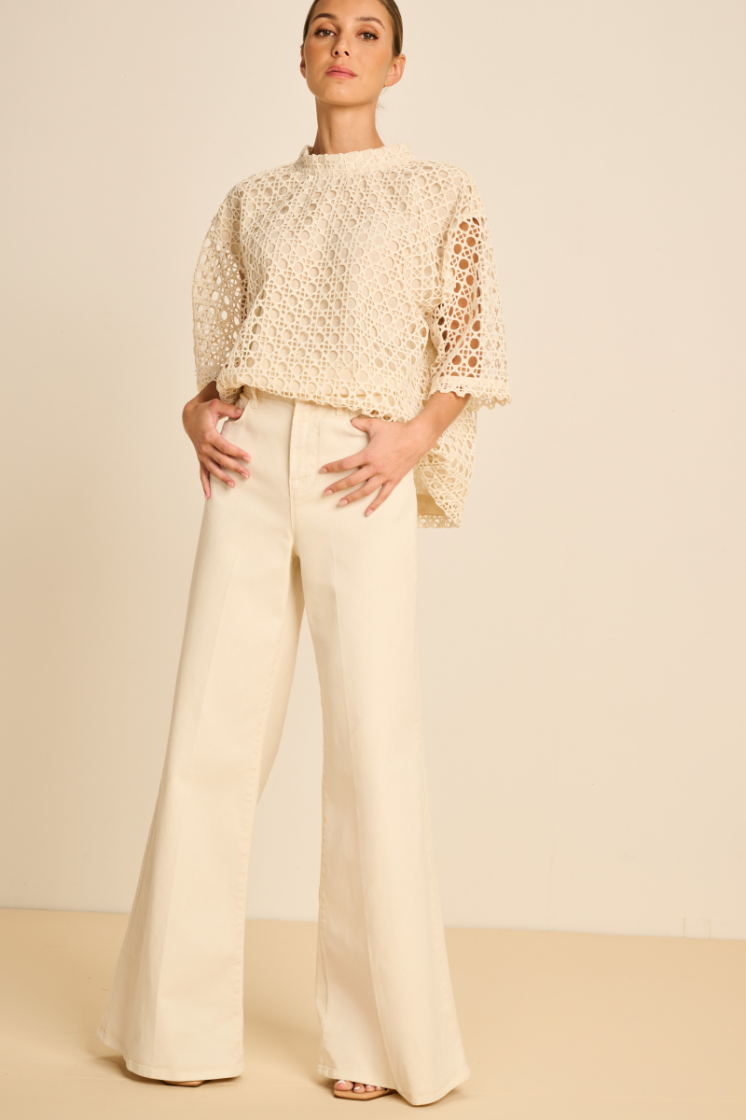 WIDE LEG FLARED ECRU