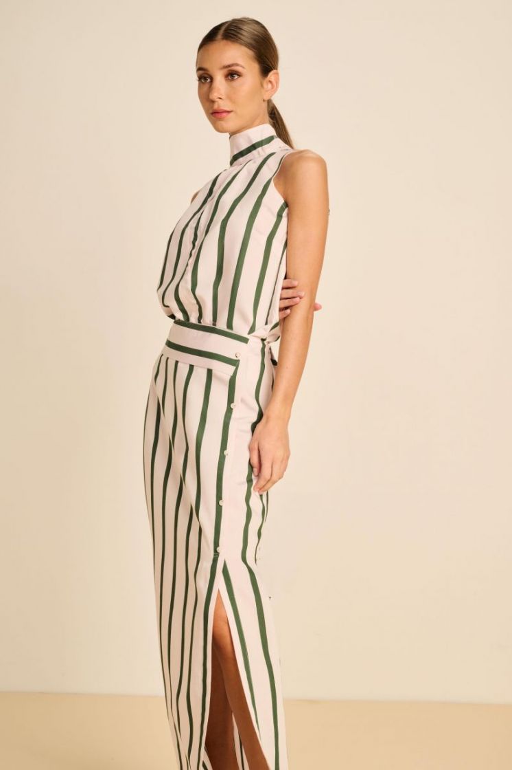 STRIPE LONG BUTTONS SOFT PINK/BOTTL
