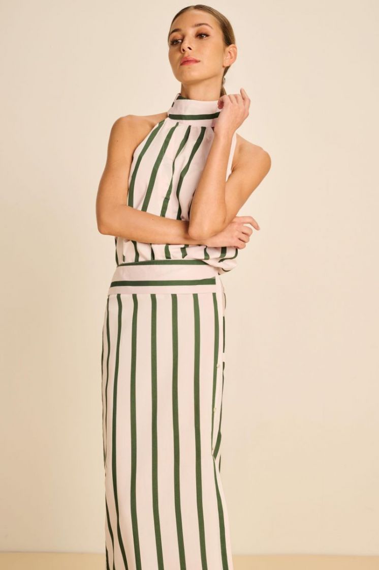 STRIPE HALTER SOFT PINK/BOTTL