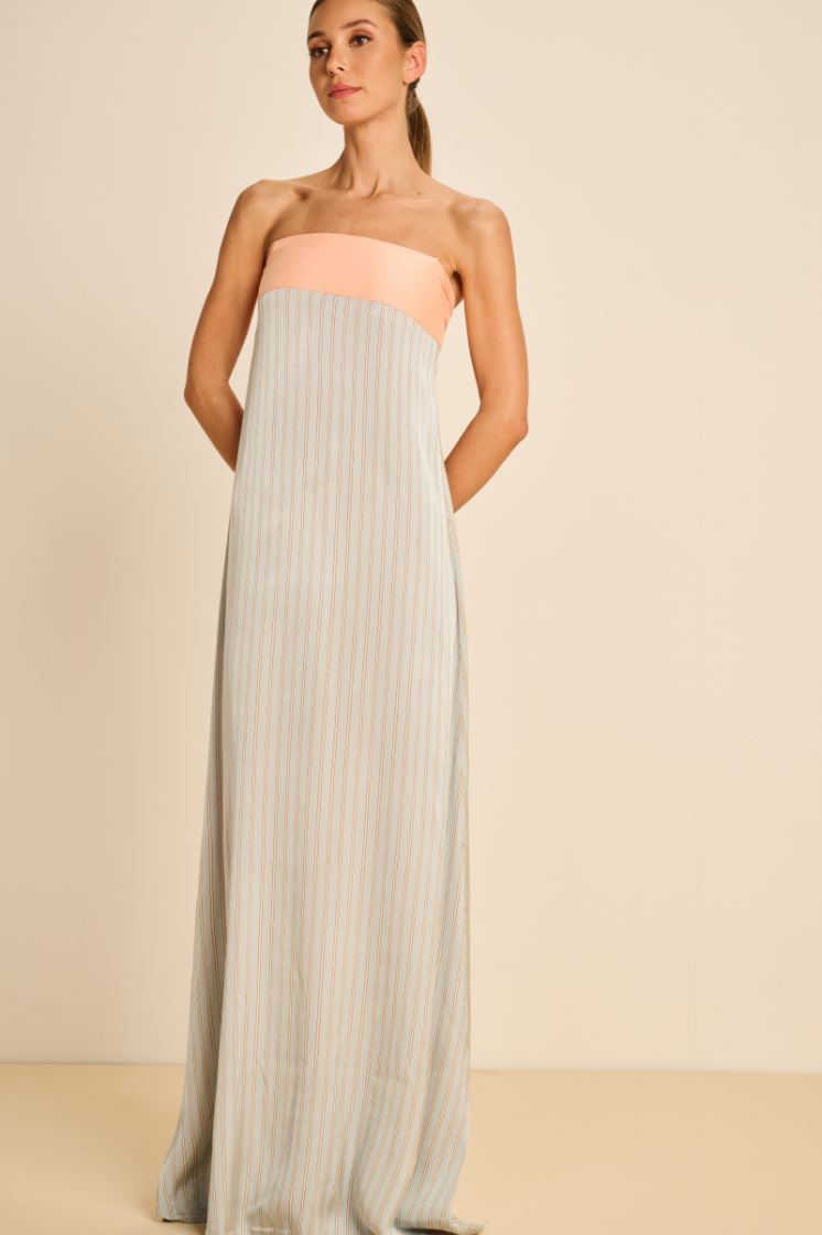 BUSTIER DRESS BICOLOR SOFT SKY
