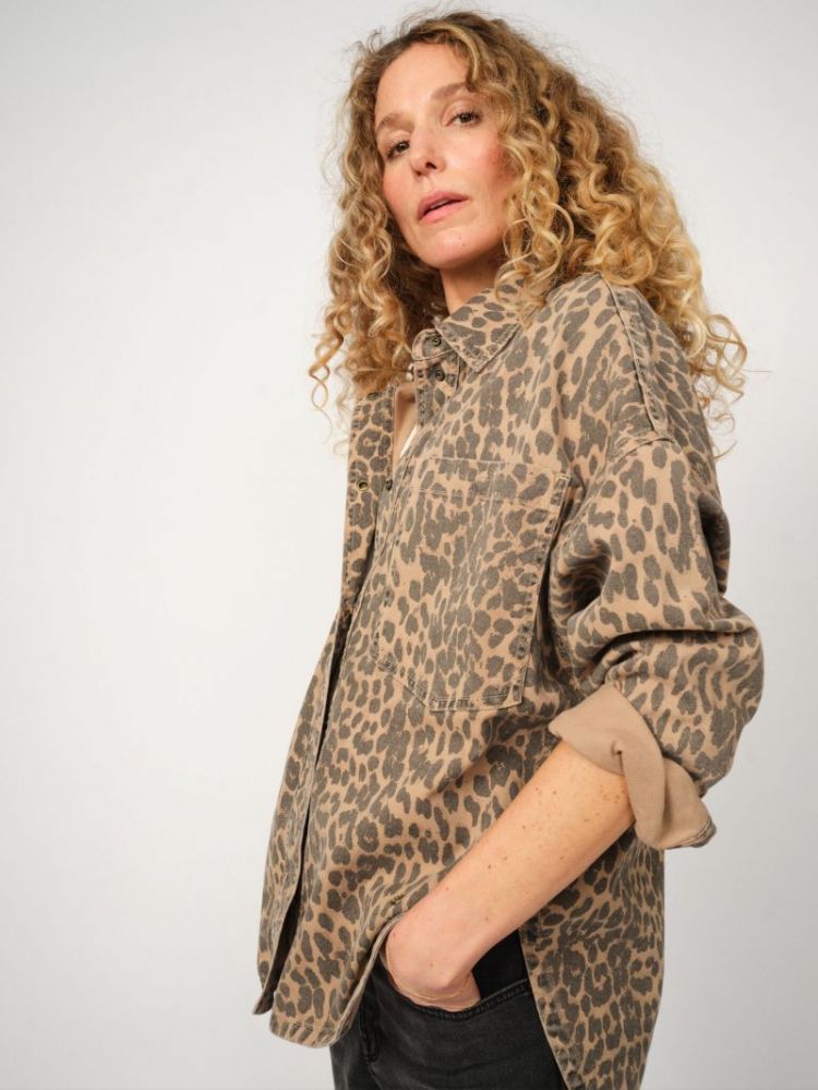 PRINTED VEST BLOUSE LEOPARD PRINT
