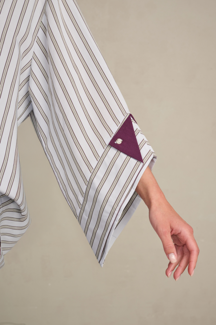 STRIPE CUFF SLEEVE BLUE/MERLOT