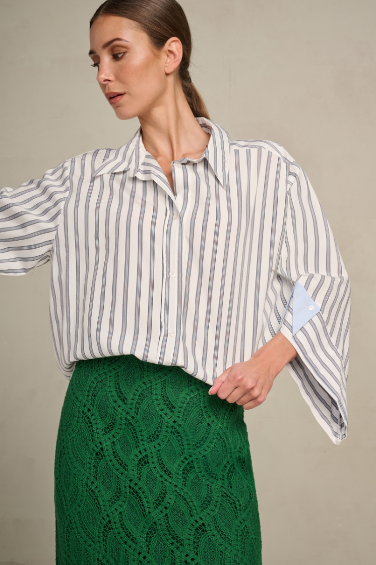 STRIPE CUFF SLEEVE WHITE/BLUE
