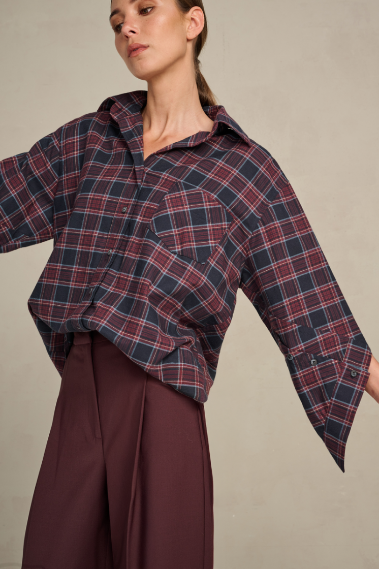 FLANNEL CHECK NAVY