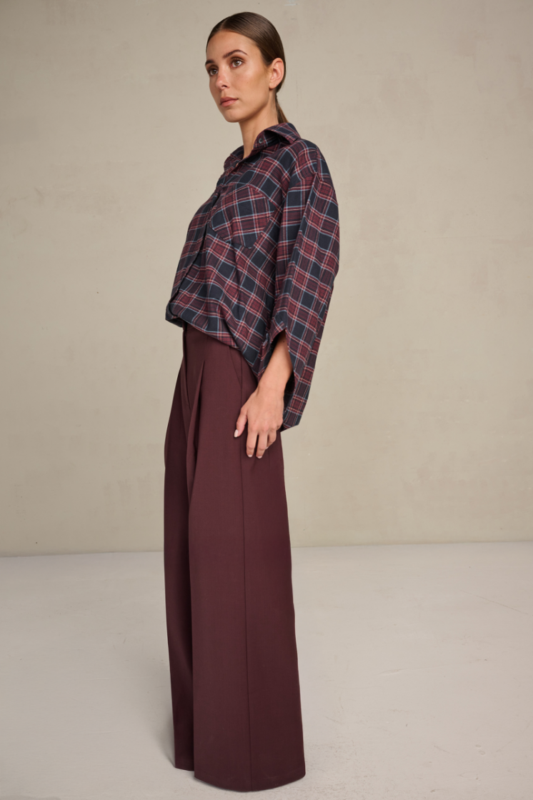 FLANNEL CHECK NAVY