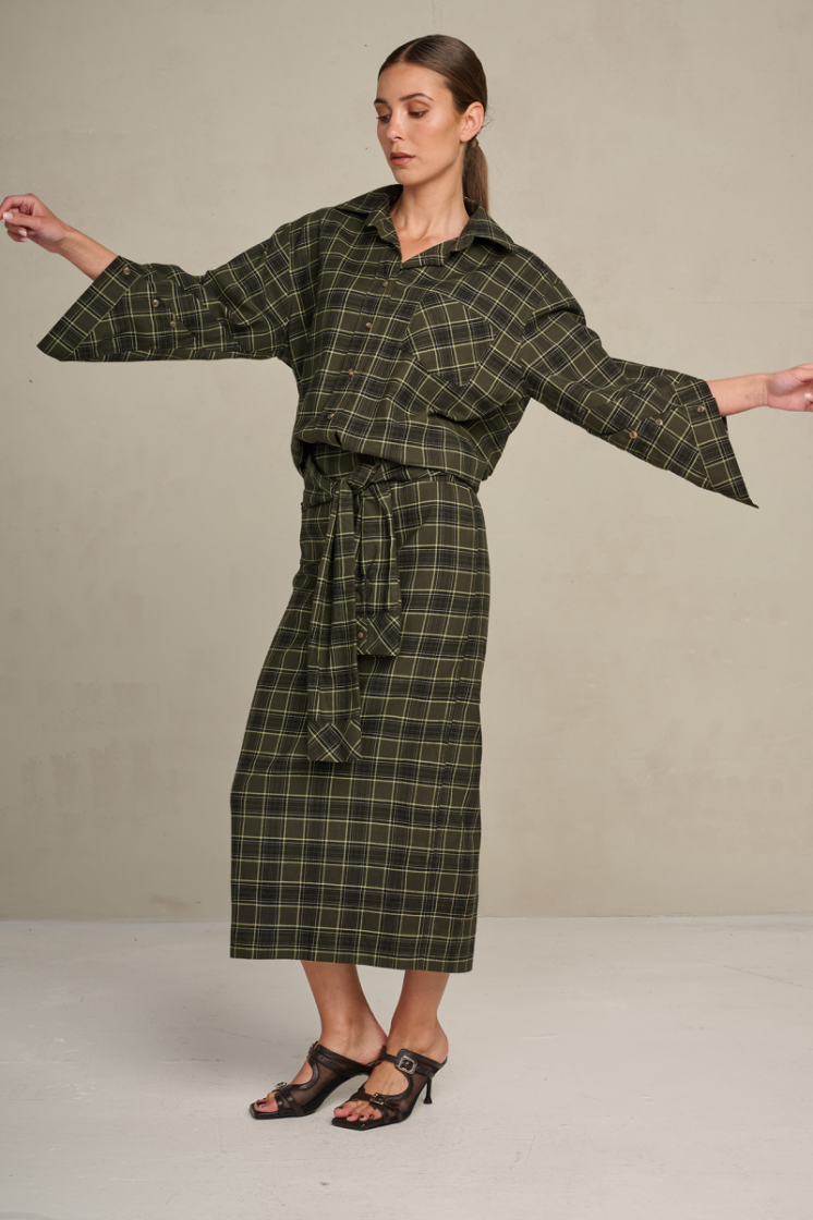 FLANNEL CHECK FADED GREEN