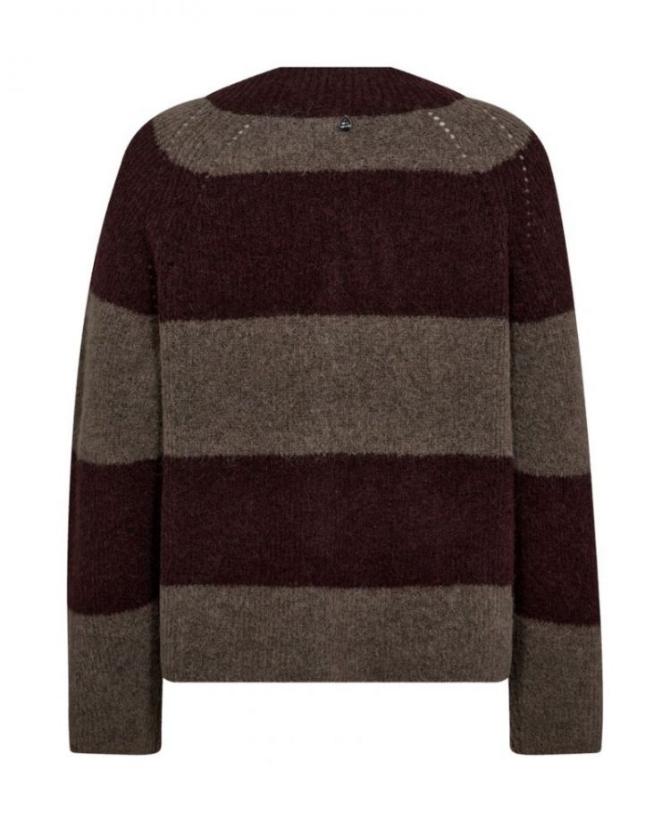 STRIPE  V NECK 159 FUDGE