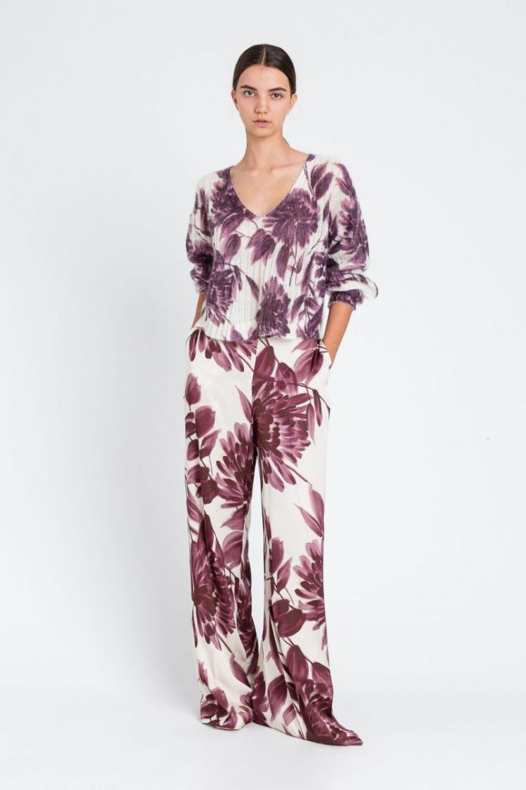 FLOWERPRINT 12785 WINE/ECRU