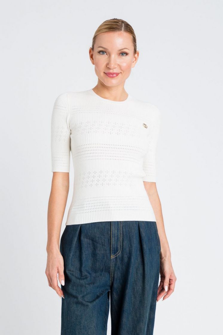 TRICOT AJOUR CN SS 282 OFFWHITE