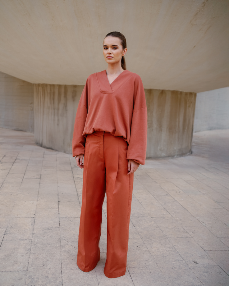 COTTON TROUSERS TERRACOTTA