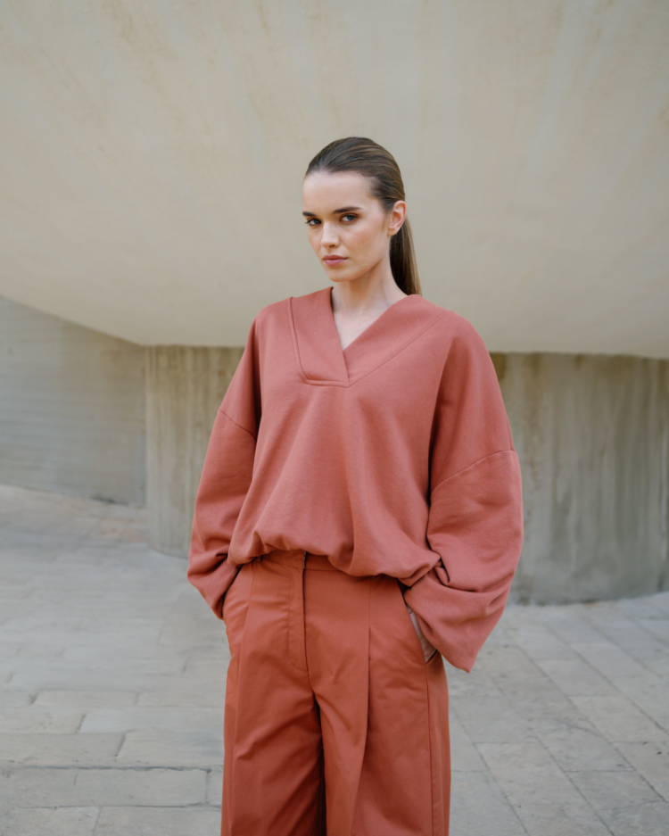 COTTON TROUSERS TERRACOTTA