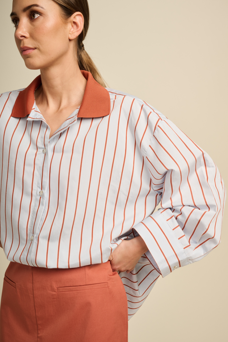 STRIPE BLOUSE BICOLOR TERRACOTTA MIX
