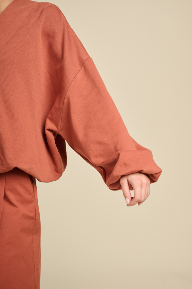 SWEATER JERSEY V LM TERRACOTTA