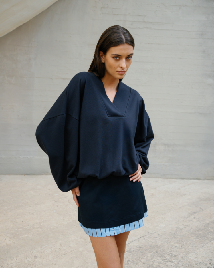 SWEATER JERSEY V LM EVENING BLUE