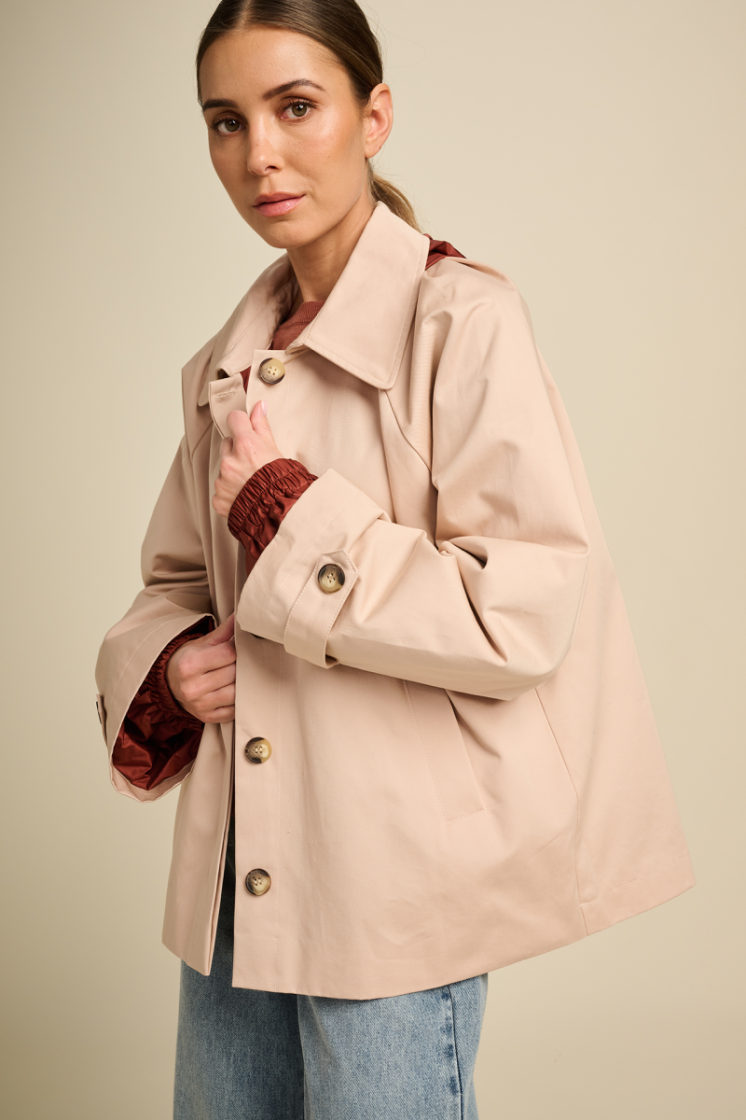 TRENCH SHORT BICOLOR BEIGE/SIENNA