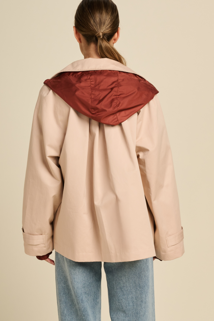 TRENCH SHORT BICOLOR BEIGE/SIENNA
