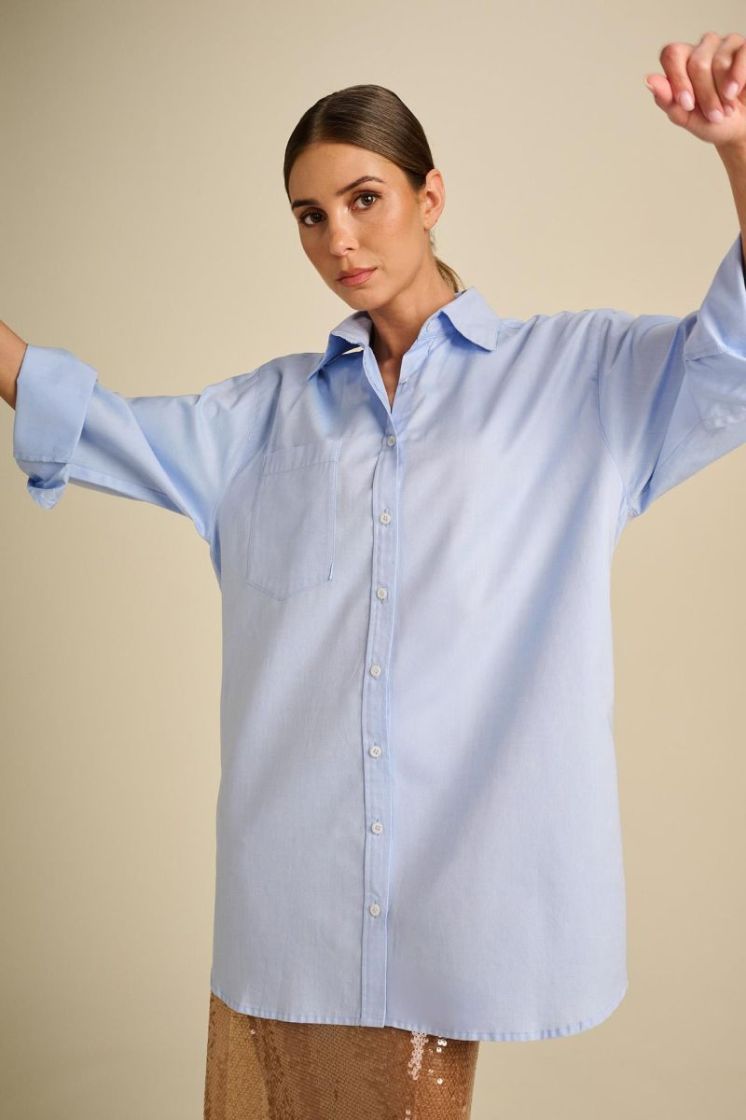 LONG POPLIN SHIRT OXFORD BLUE
