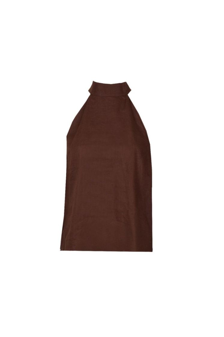 LINEN HALTERTOP BRONZE