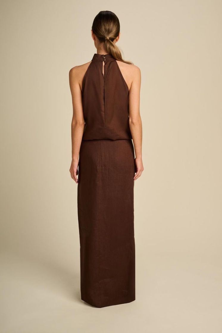 LINEN HALTERTOP BRONZE