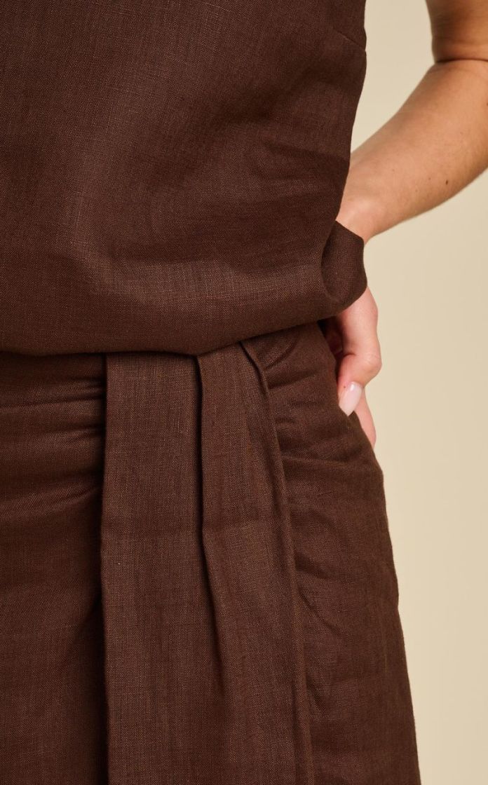 LINEN LONG SKIRT BRONZE