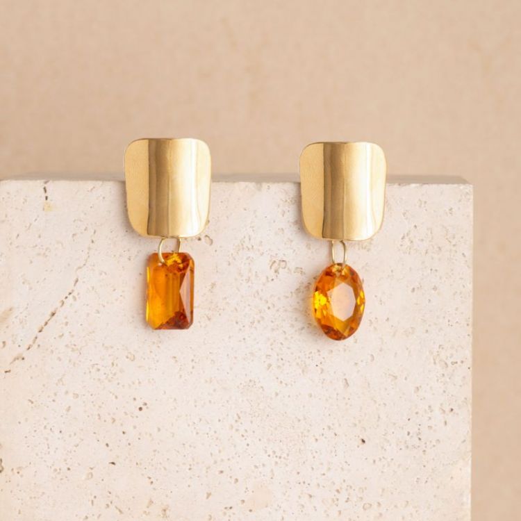 GOLD STUD CRYSTALS COGNAC
