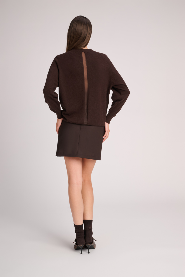 MESH RUGDETAIL CHOCOLAT
