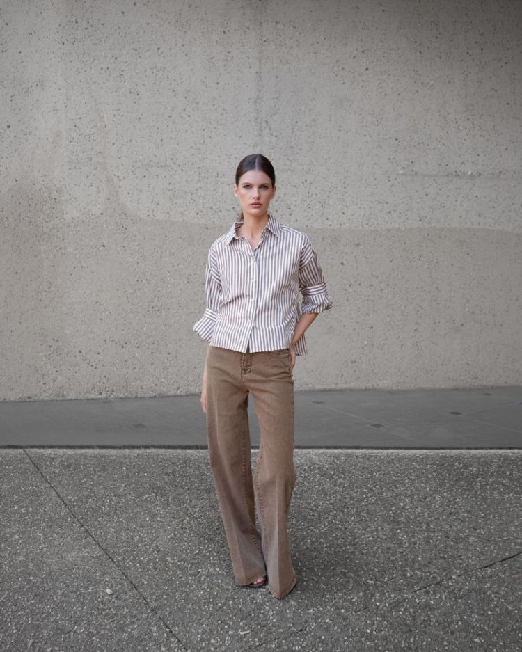 POPLIN STRIPES OLIVE