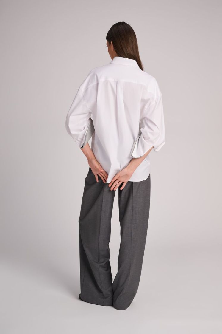 POPLIN WHITE/GREY